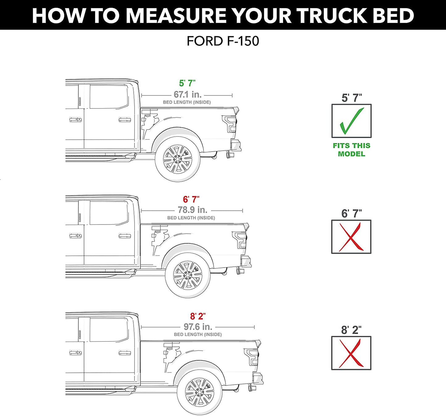 Recoil Retractable Tonneau Cover for 2015-2020 Ford F-150 (Including Raptor) with 5' 7" Bed (67.1") - Model G30373