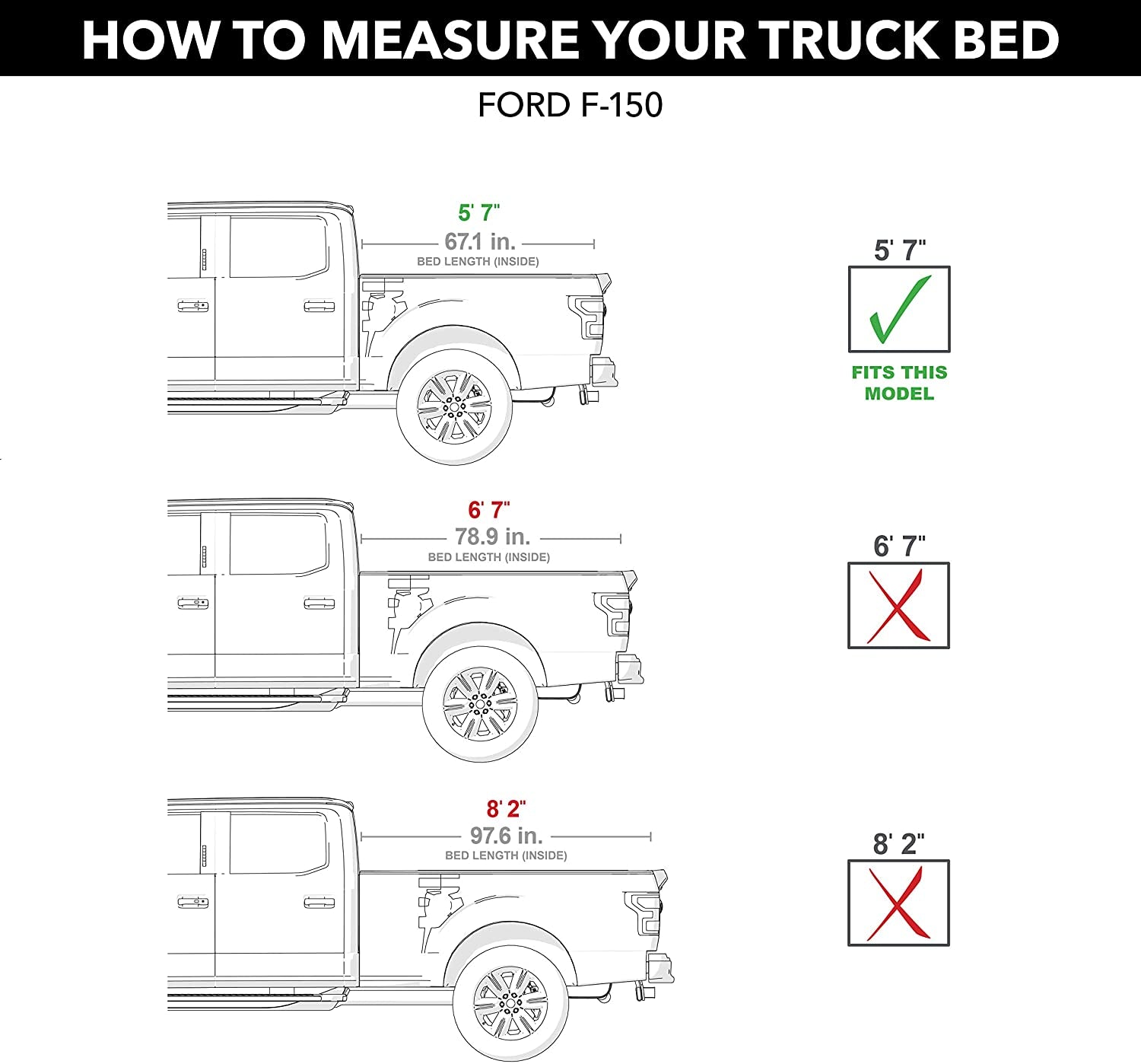 Recoil Retractable Tonneau Cover for 2015-2020 Ford F-150 (Including Raptor) with 5' 7" Bed (67.1") - Model G30373