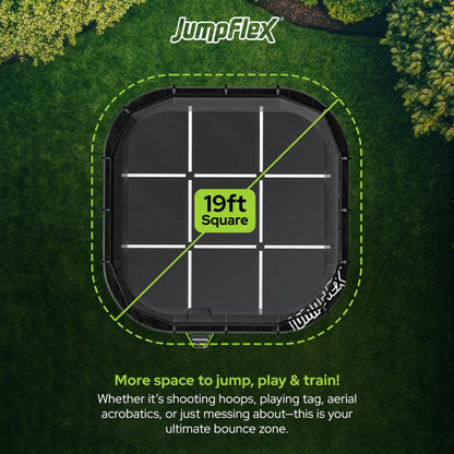 MEGA 19' Square Trampoline, Kids Outdoor Play Equipment with Net & Ladder