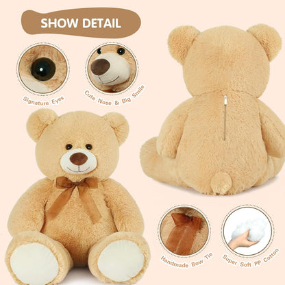 3Ft Giant Teddy Bear Stuffed Animal - Large Tan Bear for Kids, Baby Showers, and Special Occasions