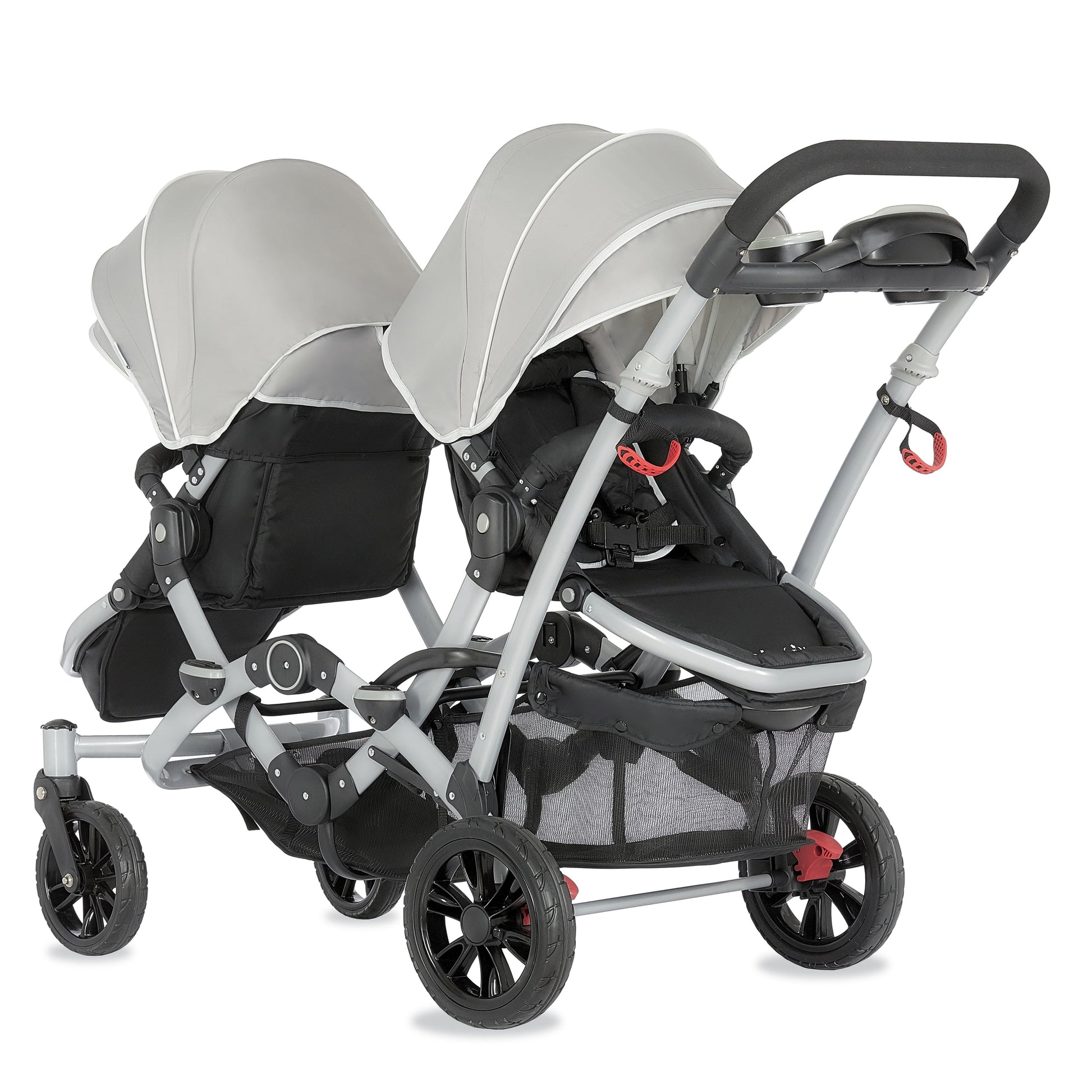 Track Tandem Stroller - Face-to-Face Design in Light Grey
