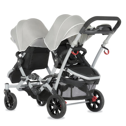 Track Tandem Stroller - Face-to-Face Design in Light Grey