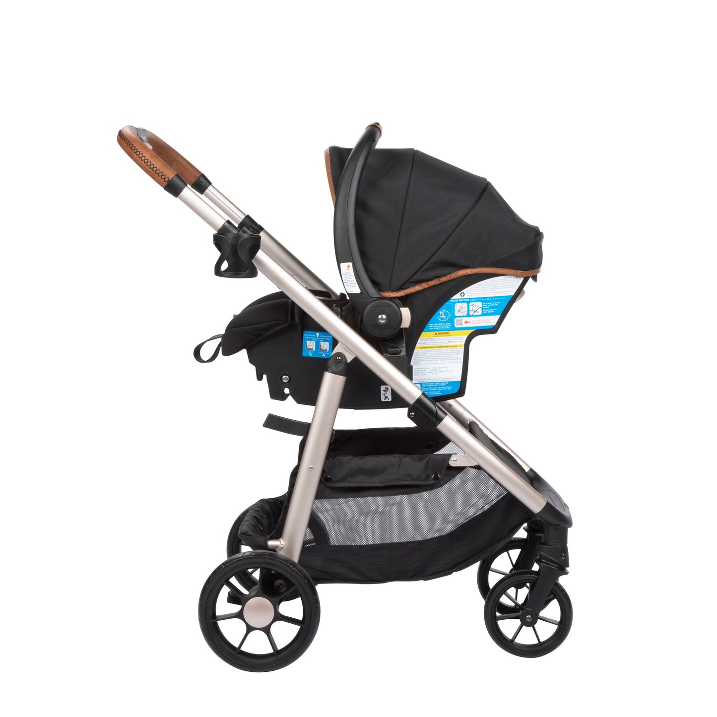 6-in-1 Modular Travel System for Infants and Toddlers in Black and Gold, Unisex Design