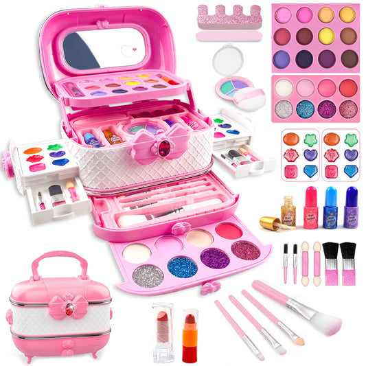 Girls Makeup Toys Kit, 57 Pcs Pretend Play Makeup Toys for Kids with Real Cosmetic, Kids Makeup Set Toys for Girls 3-6 Year Christmas Birthday Gifts