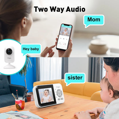 Dual Camera Video Baby Monitor with 2.8" LCD Display, Wireless Connectivity, Night Vision, Two-Way Audio, App Integration, 1200 Ft Range, Feeding Timer, Temperature Sensor, and Portable Design for Home Use