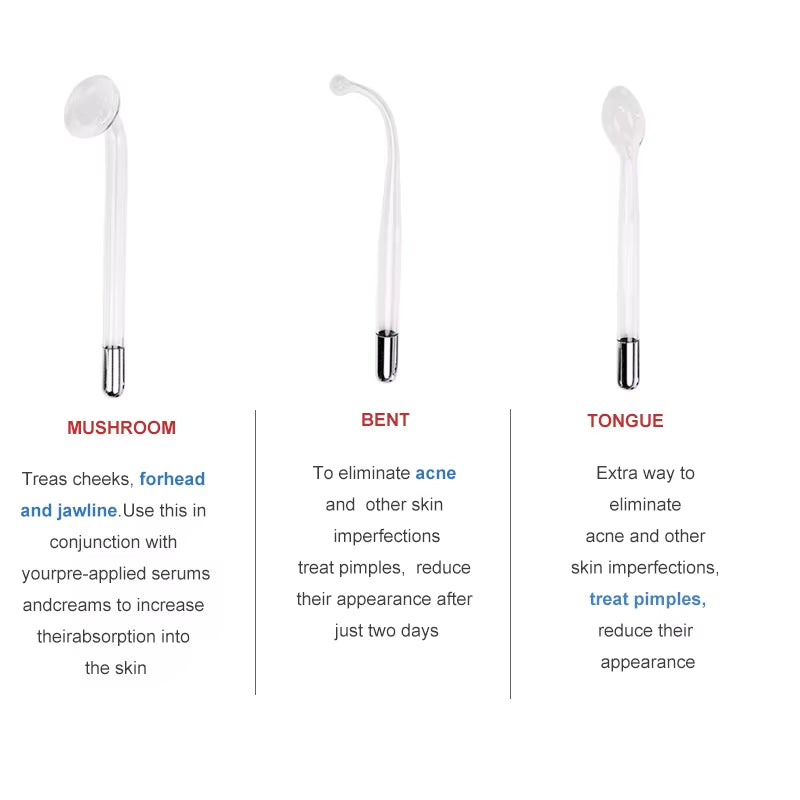 6 in 1 High Frequency Electrode Wand W/Neon Electrotherapy Glass Tube Spot Acne Remover Skin Care Face Hair Salon Beauty Device