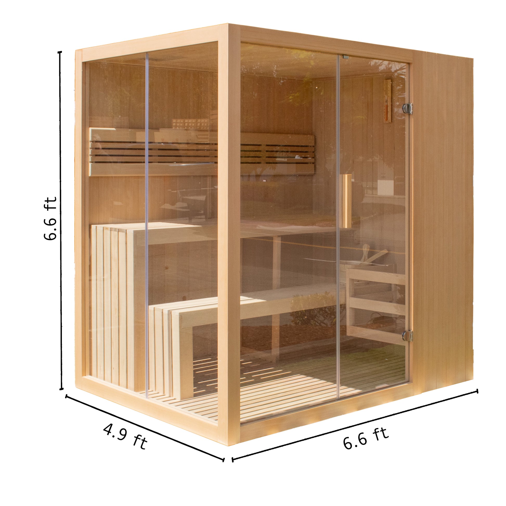 Canadian Hemlock Indoor Wet-Dry Sauna for 4-6 Persons with 4.5 kW UL Certified Heater