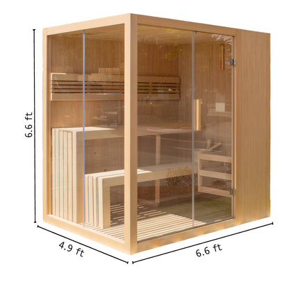 Canadian Hemlock Indoor Wet-Dry Sauna for 4-6 Persons with 4.5 kW UL Certified Heater