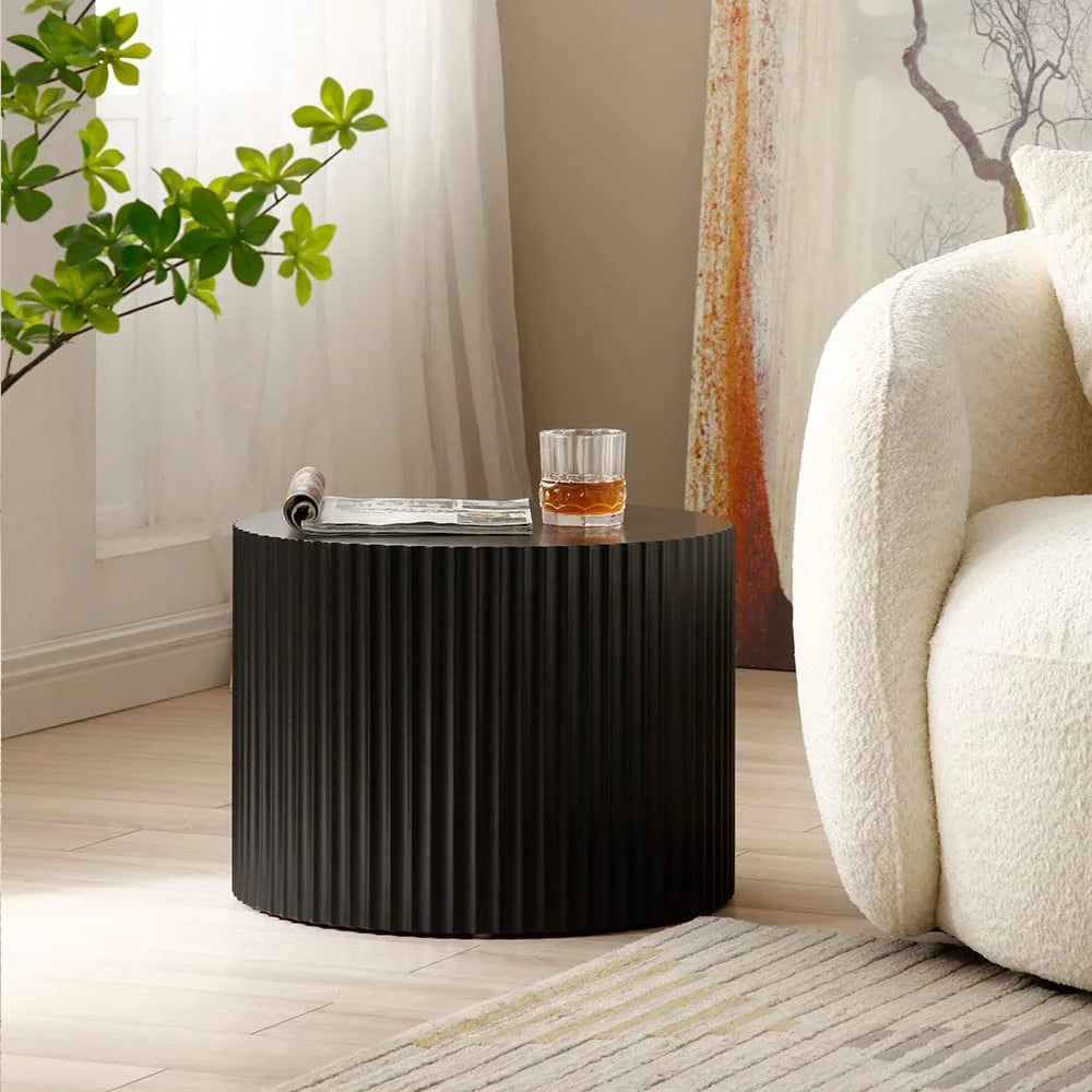 Nesting Coffee Table Set of 2,Modern round End Table for Living Room, Apartment,Black