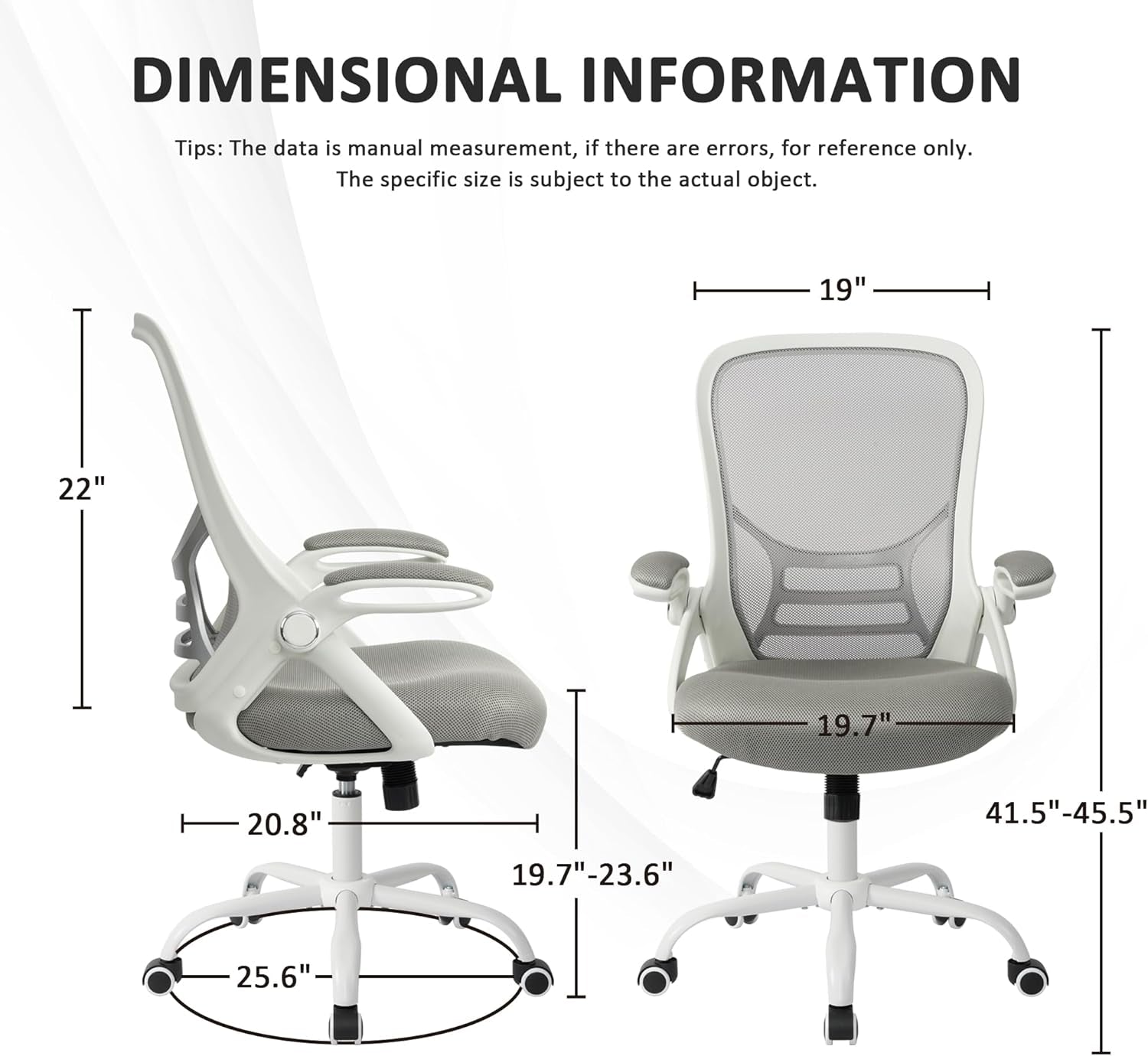 Ergonomic Mesh Executive Office Chair with Adjustable Armrests for Home and Professional Use (Grey)