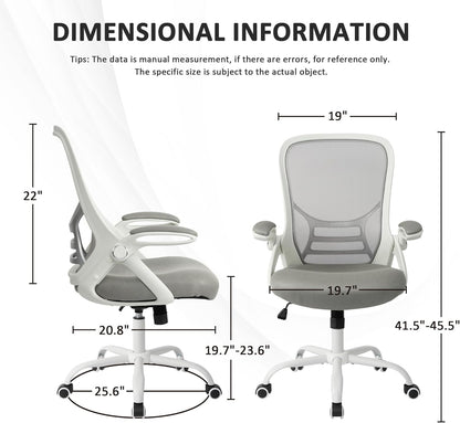 Ergonomic Mesh Executive Office Chair with Adjustable Armrests for Home and Professional Use (Grey)