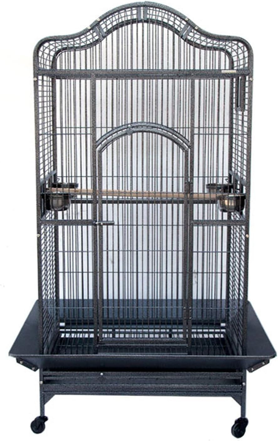 Extra Large Wrought Iron Open/Close Play Top Bird Parrot Cage, Include Metal Seed Guard Solid Metal Feeder Nest Doors Overall Dimensions: 35.25" Wx29.5 Lx62 H(With Seed Skirt)