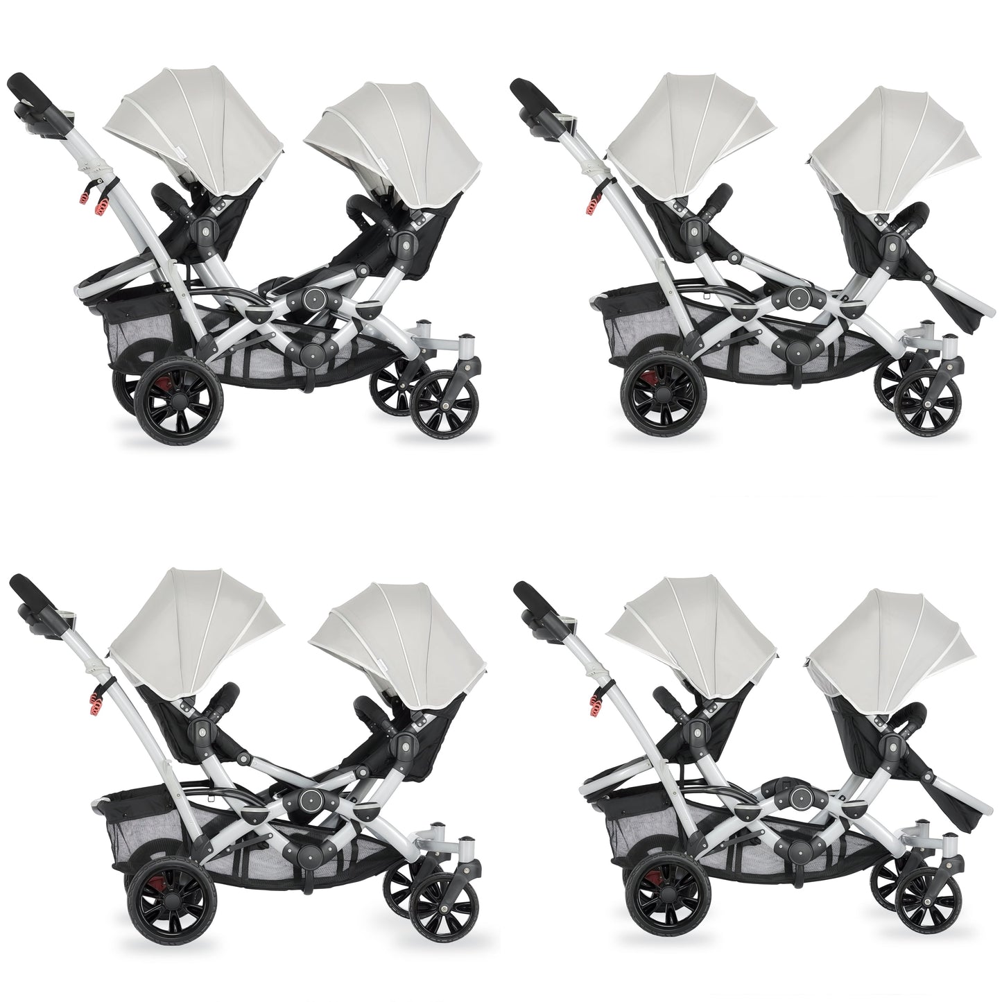 Track Tandem Stroller - Face-to-Face Design in Light Grey