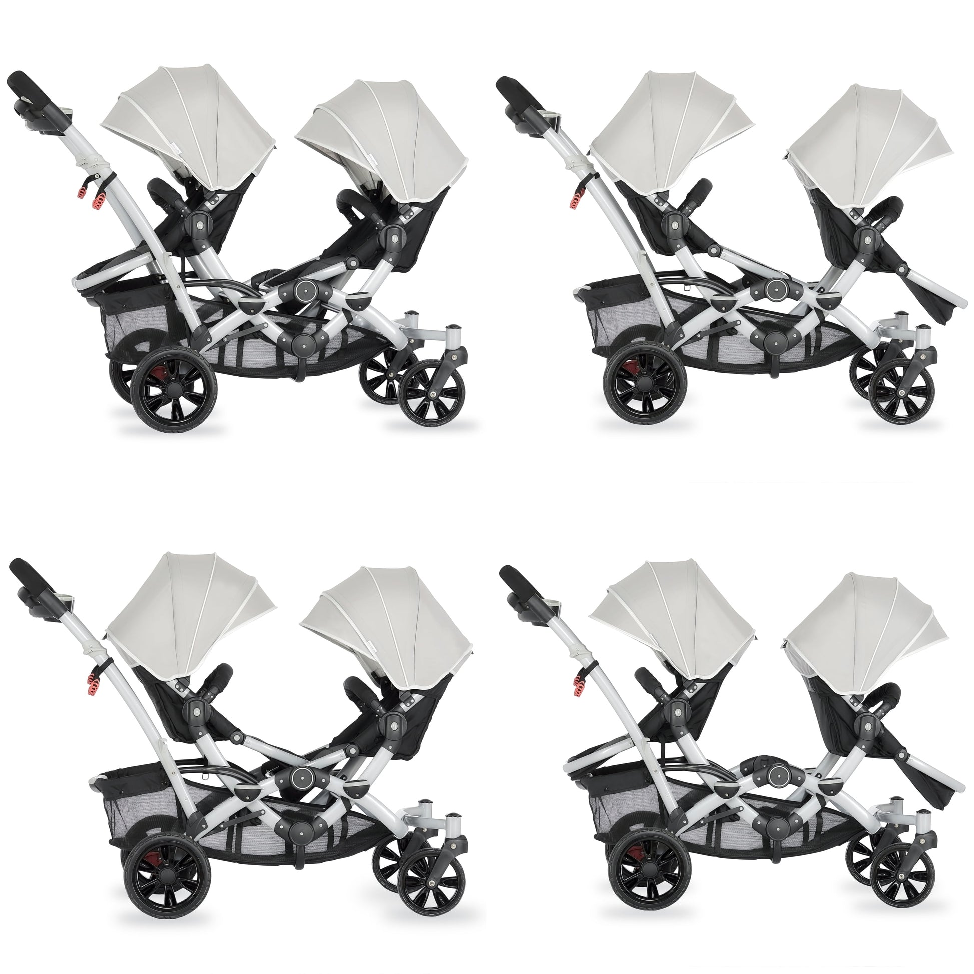 Track Tandem Stroller - Face-to-Face Design in Light Grey
