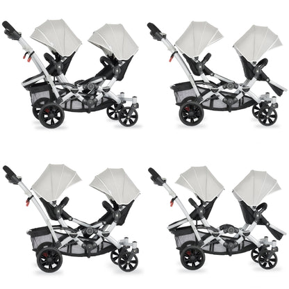 Track Tandem Stroller - Face-to-Face Design in Light Grey