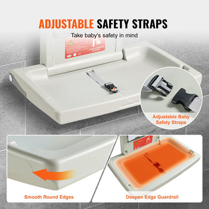 Wall-Mounted Baby Changing Station Horizontal Foldable Diaper Change Table