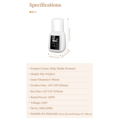 Automatic Baby Bottle and Milk Warmer with Rapid Heating and Safety Shutoff Feature