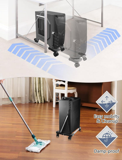 Adjustable Mobile CPU Tower Stand with Rolling Wheels for Gaming and Student Desktops