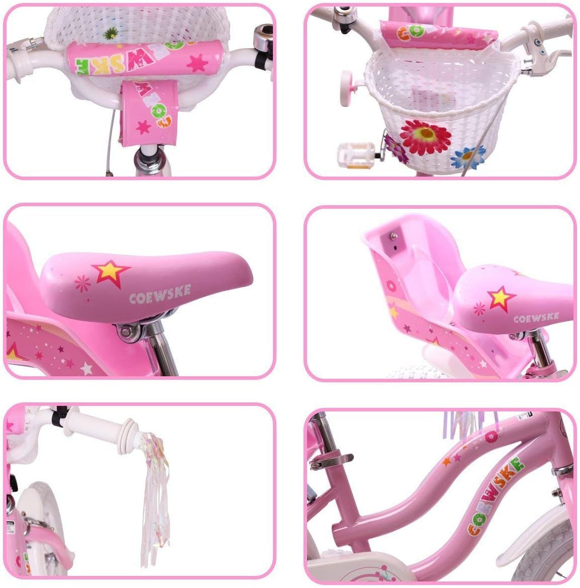 Children's Bicycle with Steel Frame in Little Princess Style - Available in 12, 14, 16, 18, and 20 Inches with Training Wheels