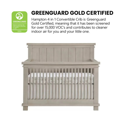 Hampton Greenguard Gold Certified 4-in-1 Convertible Crib with Stone Wash Finish