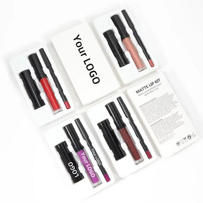 Private Label Lip Set Three-Piece Lip Liner Matte Lipstick Lip Gloss Moisturizing Long-Lasting High Pigment Lip Kit Wholesale