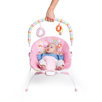 Infant Vibrating Bouncer Featuring Fantasy Unicorn Design and Toy Accessories