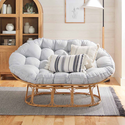 Double Papasan Accent Chair in Grey Linen