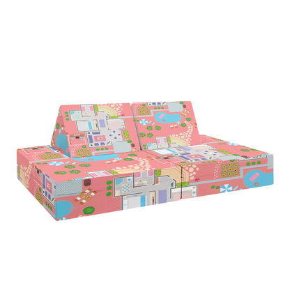 Children's Play Couch and Doll House Set for Toddlers and Young Siblings