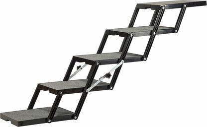 Ultra Light 14.5" Platform, 5-Step, Made in USA. Folding Pet Stairs Can Add or Remove Platforms.Safely Carries 250 Pound Pets. Compact, Carpeted USA Materials