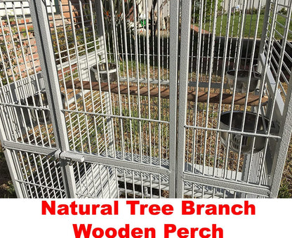 Extra Large Rolling Parrot Cage with Playtop for Macaws, Cockatoos, African Greys, and Amazons (32" L x 23" W x 66" H, Whitevein)