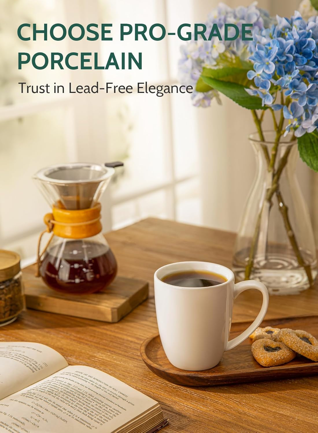 Porcelain White Coffee Mugs - 12 Ounce - Set of 6, Coffee Cups for Latte, Hot Tea, Cappuccino, Mocha, Cocoa, Festival Gift, Microwave Safe ﻿