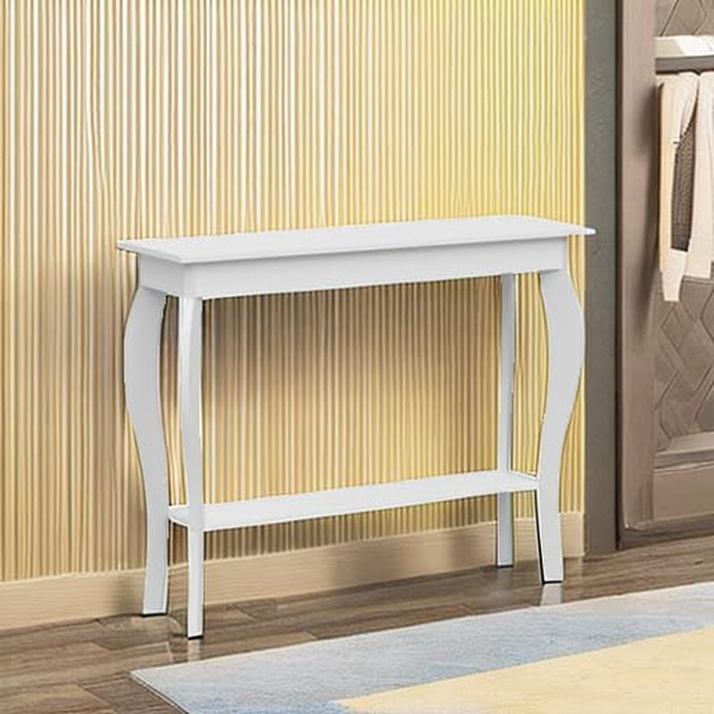 Narrow White Console Table - Elegant Accent Sofa Table for Entryway