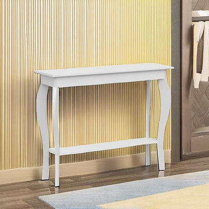 Narrow White Console Table - Elegant Accent Sofa Table for Entryway