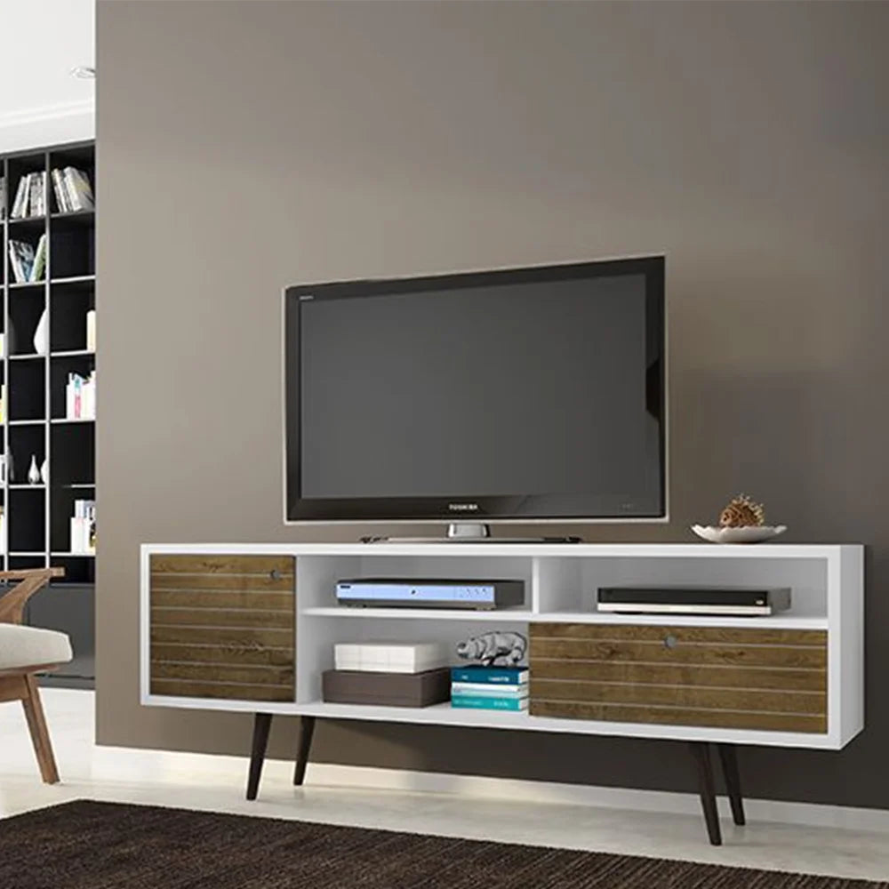 Liberty 70.86-Inch Mid-Century Modern Wooden TV Stand with Legs