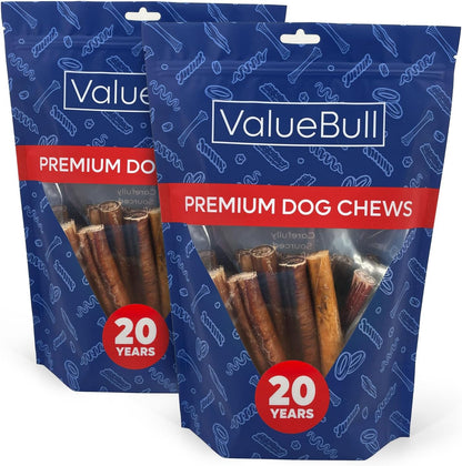 Bully Sticks for Large Dogs, Super Jumbo 6 Inch, 50 Count - All Natural, Grass Fed, Single Ingredient, Long Lasting Dog Treats for Aggressive Chewers