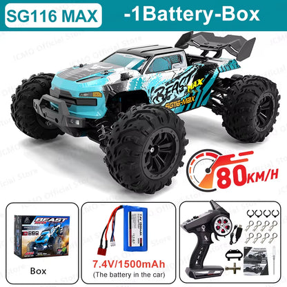 SG116MAX 80KM/H High-Speed Brushless 4WD Off-Road Drift Remote Control Car - 1:16 Scale Professional Racing Model SG116PRO 40KM/H