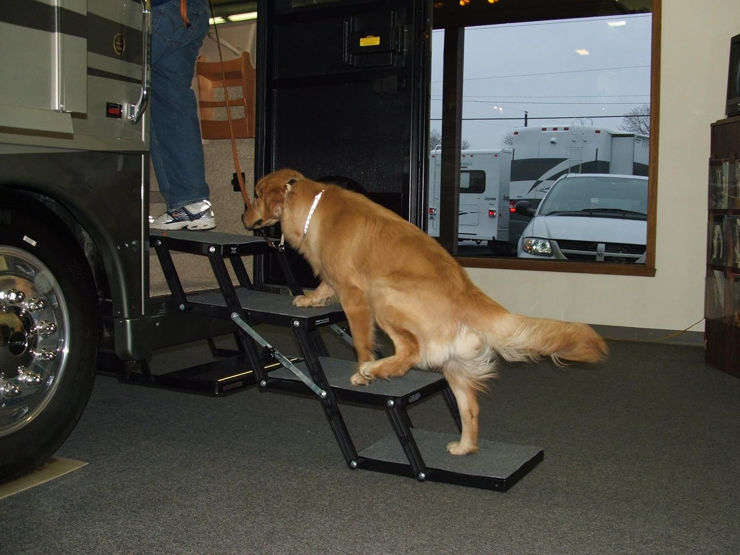Ultra Light 14.5" Platform, 5-Step, Made in USA. Folding Pet Stairs Can Add or Remove Platforms.Safely Carries 250 Pound Pets. Compact, Carpeted USA Materials