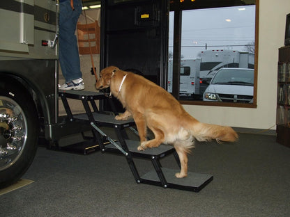 Ultra Light 14.5" Platform, 5-Step, Made in USA. Folding Pet Stairs Can Add or Remove Platforms.Safely Carries 250 Pound Pets. Compact, Carpeted USA Materials