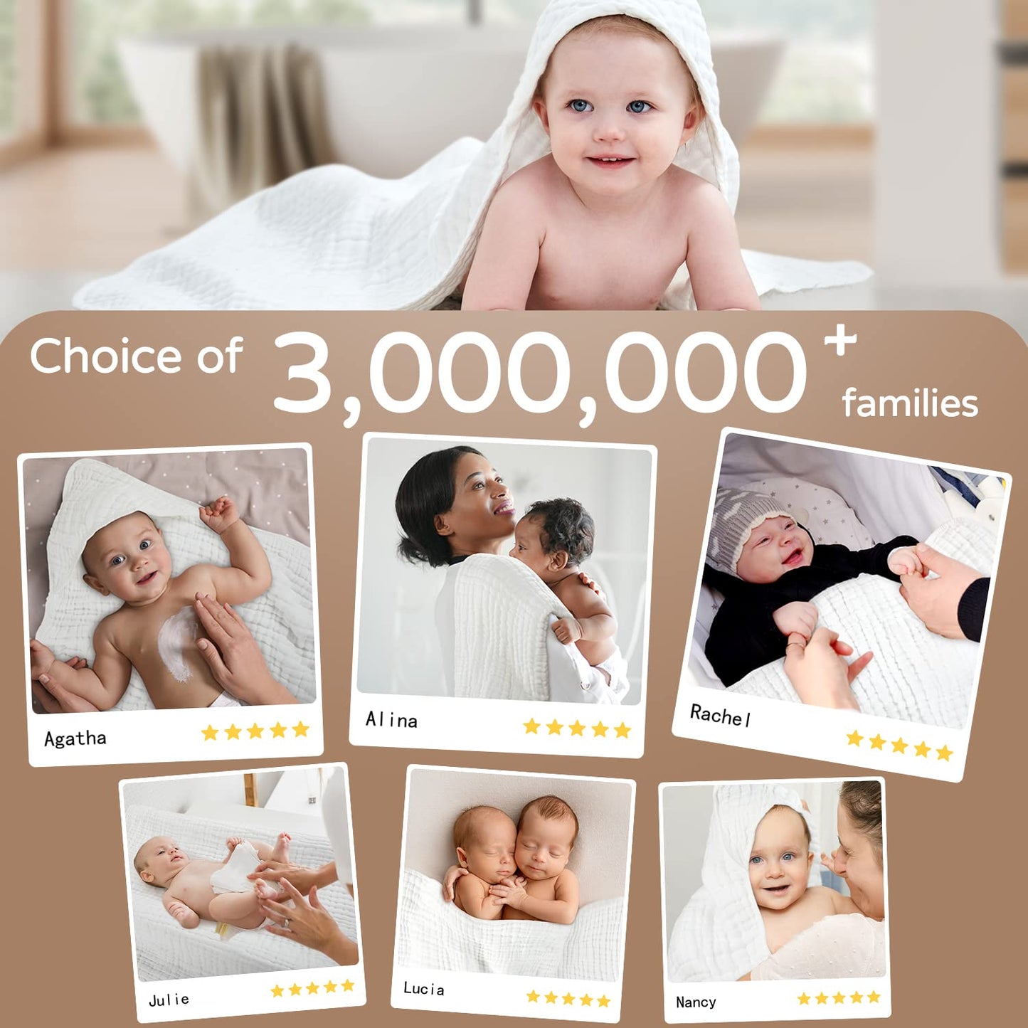 Hooded Muslin Cotton Baby Towels for Newborns - Soft, Absorbent Bath Towel with Hood for Infants and Toddlers, Large 32x32 Inches, Essential for Newborn Care