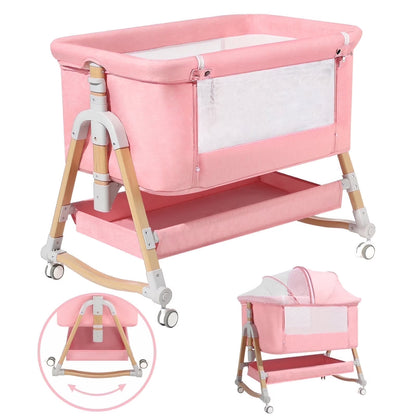 3-in-1 Infant Bassinet Bedside Sleeper for Newborns (0-5 Months) - Pink