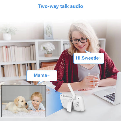 Hb6336 Non-WiFi Baby Monitor with Camera and Audio, 3.2" IPS Color Display, Remote Pan and Zoom, Infrared Night Vision, 1000 Ft Range, Wall Mountable