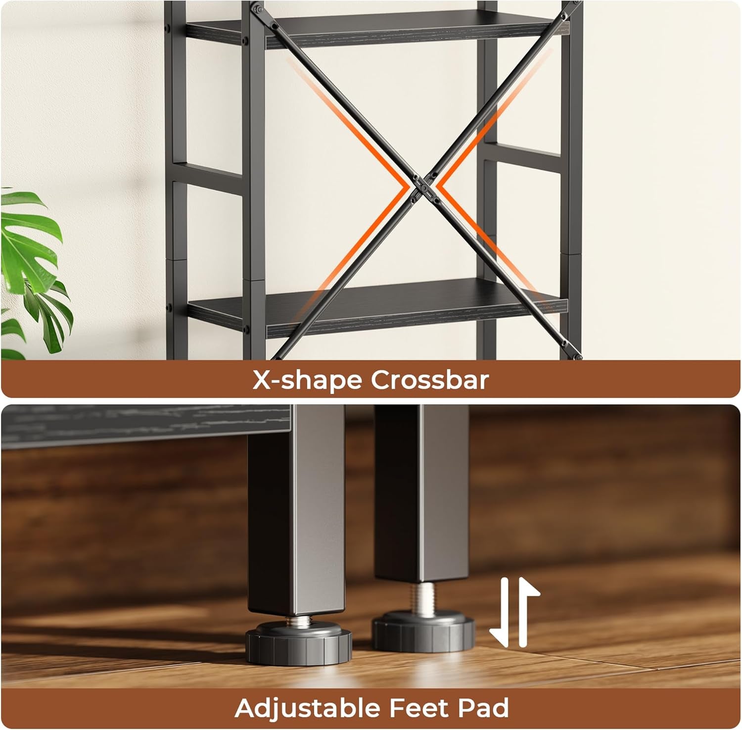 Triple 4-Tier Bookshelf with 11 Open Display Shelves - Wide Bookcase for Home and Office in Black
