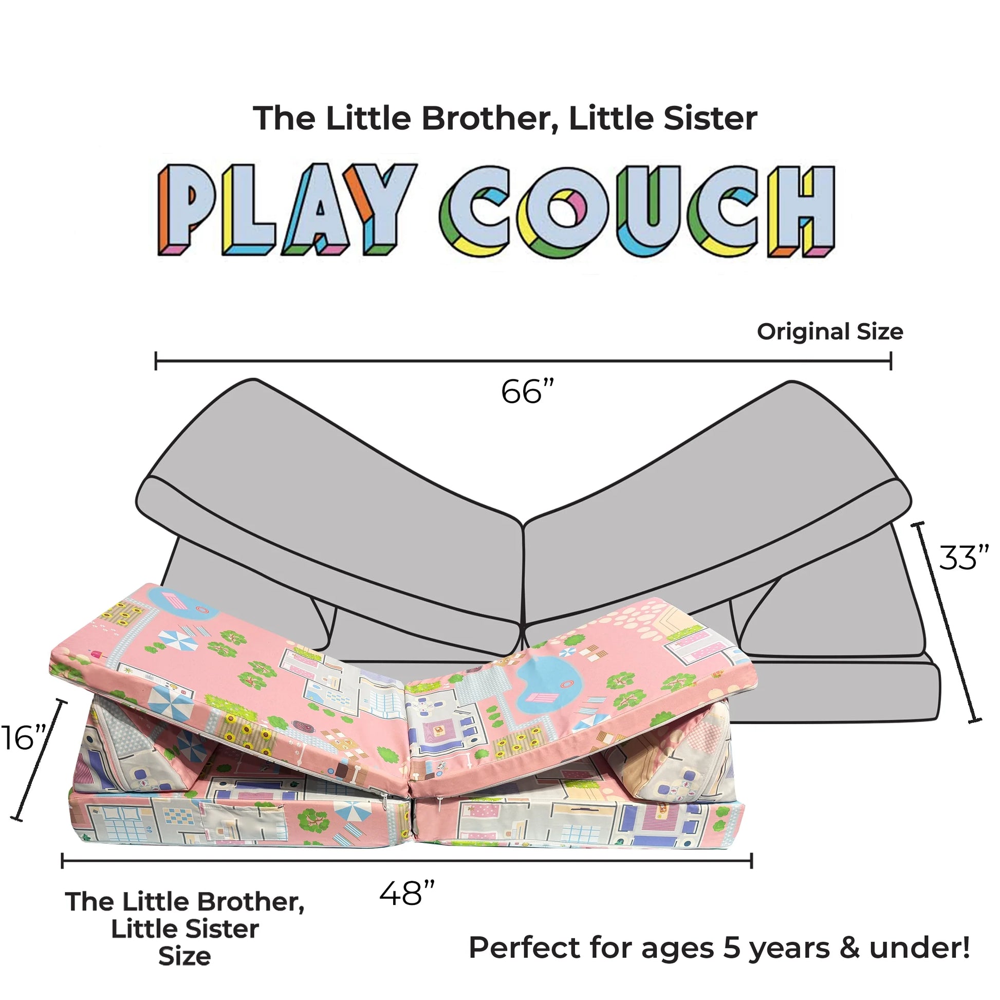 Children's Play Couch and Doll House Set for Toddlers and Young Siblings
