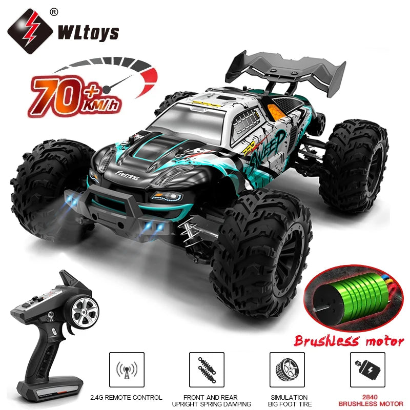 1:16 Scale 4WD RC Car with LED Remote Control - High-Speed Drift Monster Truck for Kids, 70KM/H or 50KM/H, Compatible with 144001 Toys
