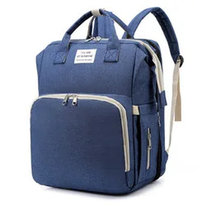 Stylish Multi-Functional Mommy Bag with Folding Baby Bed and Large Capacity for Diapers and Milk Bottles