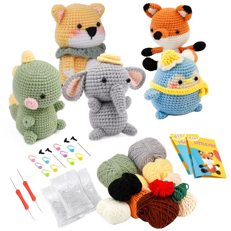 Crochet Animal DIY Kit for Beginners: Complete with Yarn, Needles, and Accessories