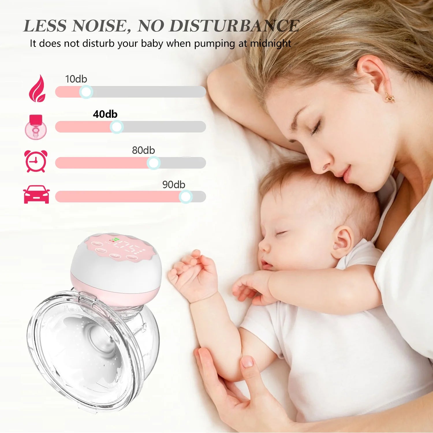 Portable Electric Breast Pump - Hands-Free with 4 Modes and 12 Adjustable Levels, Dual Set in Pink