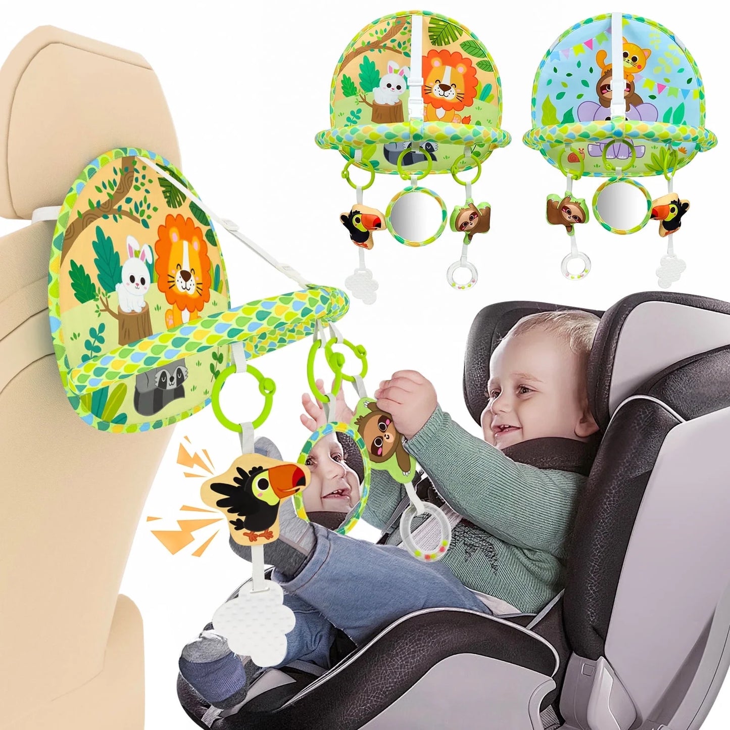 Dual-Sided Activity Toy for Rear-Facing Infant Car Seats - Ideal Entertainment for Newborns and Infants Aged 0-12 Months