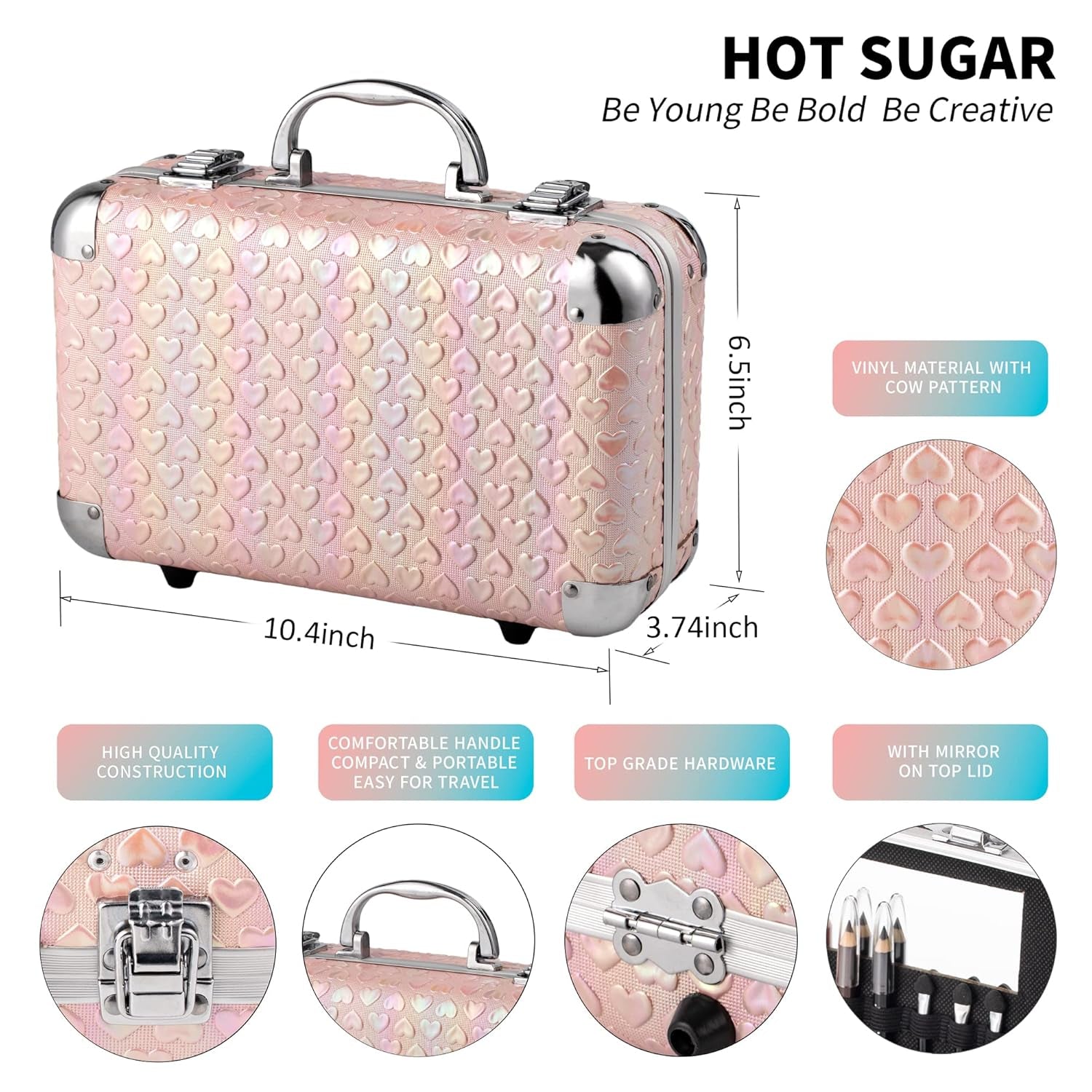 All in One Makeup Set for Teen Girls - Full Makeup Kit for Beginners with Eye Shadow Palette, Blush, Lip Gloss, Brush, Mirror (Pink Heart)