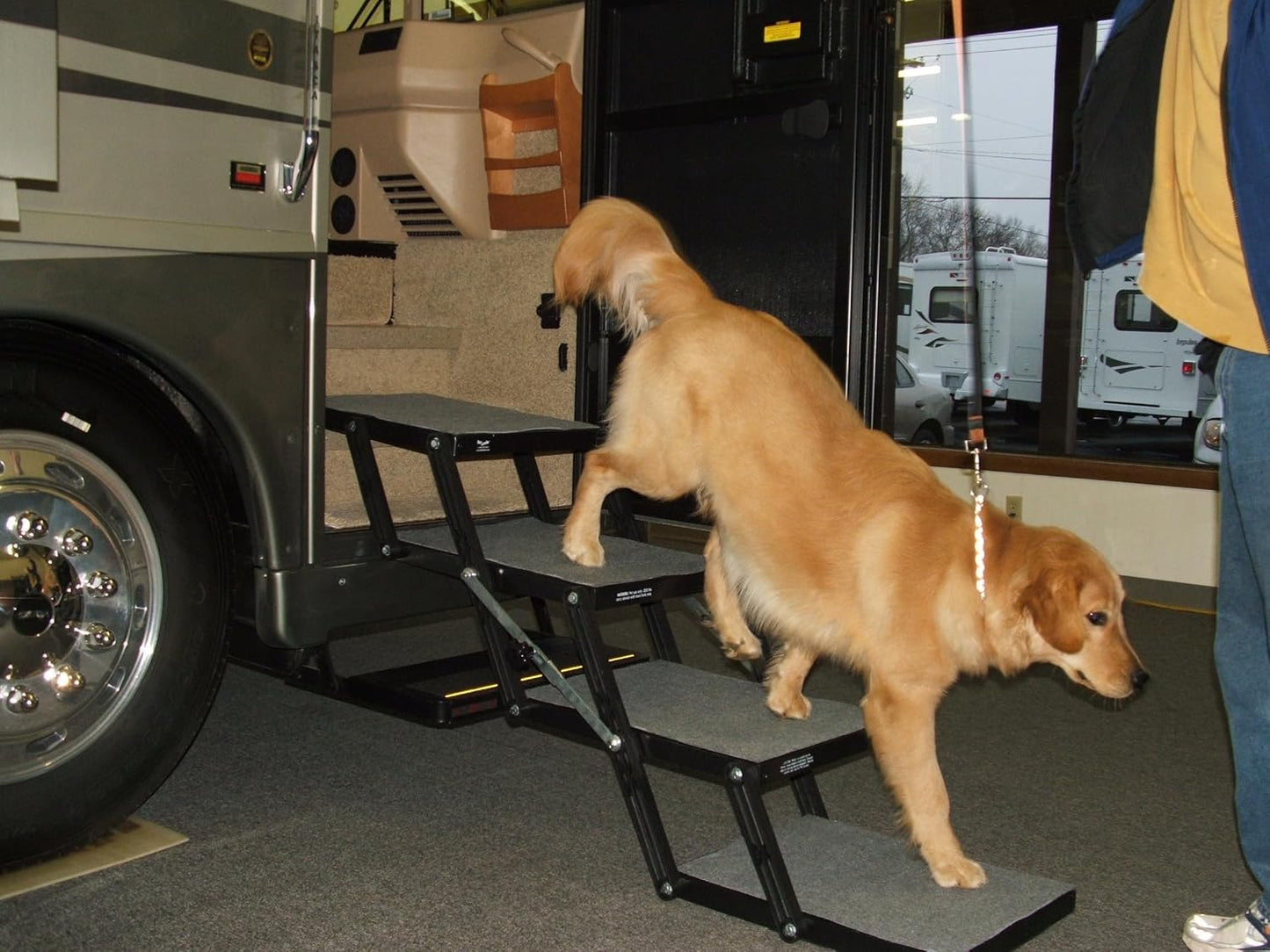 Ultra Light 14.5" Platform, 5-Step, Made in USA. Folding Pet Stairs Can Add or Remove Platforms.Safely Carries 250 Pound Pets. Compact, Carpeted USA Materials